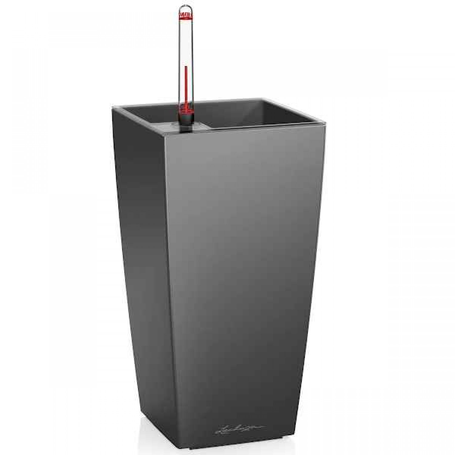 CUBI Maxi Ανθρακί 14x14x26cm Τετράγωνη Αυτοποτιζόμενη Γλάστρα & Κασπώ LECHUZA - Τετράγωνες Αυτοποτιζόμενες Γλάστρες