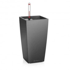 CUBI Mini Charcoal 9x9x18cm Self-Watering Planter-Cachepot LECHUZA Complete - Automatic Watering Square Planters