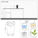 CUBI Maxi Scarlet Red 14x14x26cm Self-Watering Planter-Cachepot LECHUZA Complete - Automatic Watering Square Planters