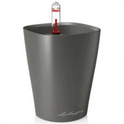 DELTINI Charcoal Metallic 15x15x19cm Lechuza Self-Watering Planter Complete - Square Planters DELTINI Charcoal Metallic 15x15x19cm Self-Watering Planter