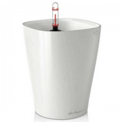 DELTINI White 15x15x19cm Lechuza Self-Watering Planter Complete - Square Planters DELTINI White 15x15x19cm Self-Watering Planter