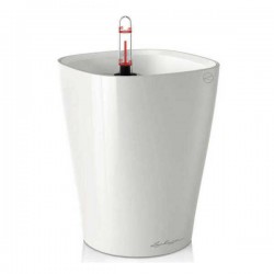 MINI DELTINI Λευκή 10x10x13cm Lechuza Αυτοποτιζόμενη Γλάστρα-Κασπώ Τετράγωνη Αυτοποτιζόμενη Γλάστρα MINI DELTINI Λευκή 10x10x13cm