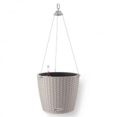NIDO Cottage 28 Sand Brown Ø27x23cm Self-Watering Hanging Planter-Cachepot LECHUZA Complete - Automatic Watering Round Planters