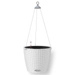 NIDO Cottage 28 Λευκή Ø27x23cm Στρογγυλή Αυτοποτιζόμενη Κρεμαστή Γλάστρα & Κασπώ LECHUZA - Στρογγυλές Αυτοποτιζόμενες Γλάστρες