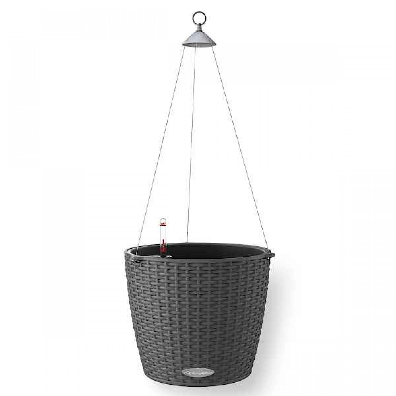 NIDO Cottage 28 Γρανίτης Ø27x23cm Στρογγυλή Αυτοποτιζόμενη Κρεμαστή Γλάστρα & Κασπώ LECHUZA - Στρογγυλές Αυτοποτιζόμενες Γλάστρες