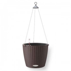 NIDO Cottage 28 Mocha Ø27x23cm Self-Watering Hanging Planter-Cachepot LECHUZA Complete - Automatic Watering Round Planters