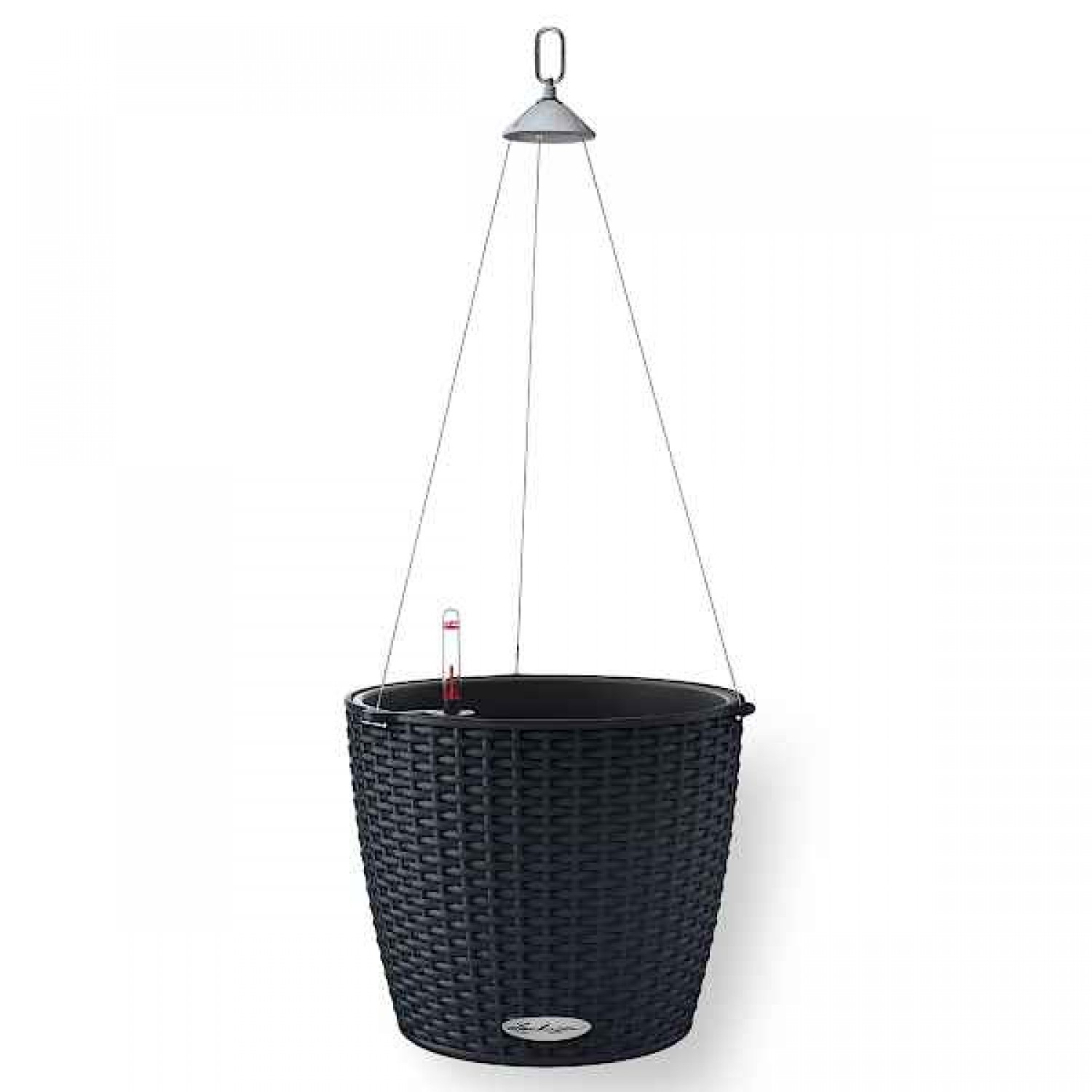 NIDO Cottage 28 Graphite Ø27x23cm Self-Watering Hanging Planter-Cachepot LECHUZA Complete - Automatic Watering Round Planters