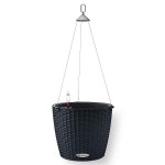 NIDO Cottage 28 Graphite Ø27x23cm Self-Watering Hanging Planter-Cachepot LECHUZA Complete - Automatic Watering Round Planters