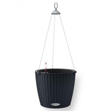 NIDO Cottage 28 Graphite Ø27x23cm Self-Watering Hanging Planter-Cachepot LECHUZA Complete - Automatic Watering Round Planters