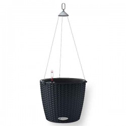 NIDO Cottage 28 Graphite Ø27x23cm Self-Watering Hanging Planter-Cachepot LECHUZA Complete - Automatic Watering Round Planters