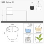 NIDO Cottage 35 Granite Ø35x23cm Self-Watering Hanging Planter-Cachepot LECHUZA Complete - Automatic Watering Round Planters