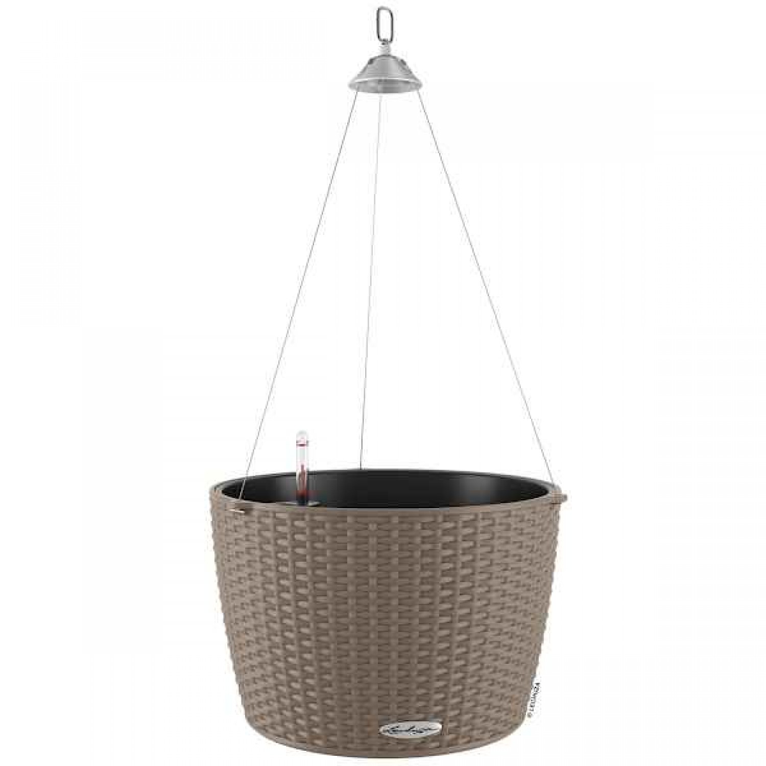 NIDO Cottage 35 Sand Brown Ø35x23cm Self-Watering Hanging Planter-Cachepot LECHUZA Complete - Automatic Watering Round Planters