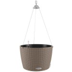 NIDO Cottage 35 Sand Brown Ø35x23cm Self-Watering Hanging Planter-Cachepot LECHUZA Complete - Automatic Watering Round Planters
