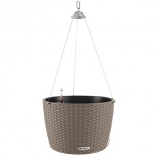 NIDO Cottage 35 Sand Brown Ø35x23cm Self-Watering Hanging Planter-Cachepot LECHUZA Complete - Automatic Watering Round Planters