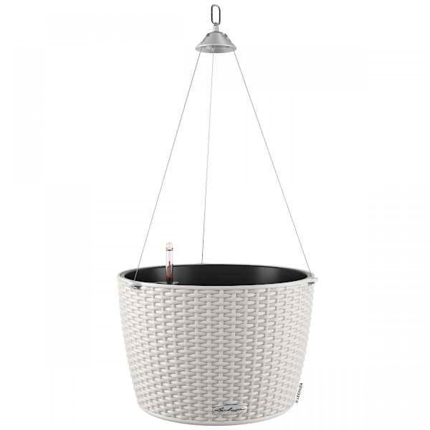 NIDO Cottage 35 Light Grey Ø35x23cm Self-Watering Hanging Planter-Cachepot LECHUZA Complete - Automatic Watering Round Planters