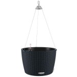 NIDO Cottage 35 Graphite Ø35x23cm Self-Watering Hanging Planter-Cachepot LECHUZA Complete - Automatic Watering Round Planters
