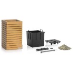 PALO Wood 35 HIGH Wood Self-Watering Planter 35x35x59cm LECHUZA Complete