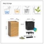 PALO Wood 35 HIGH Wood Self-Watering Planter 35x35x59cm LECHUZA Complete