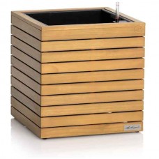 PALO Wood 45 LOW Wood Self-Watering Planter 44x44x46cm LECHUZA Complete