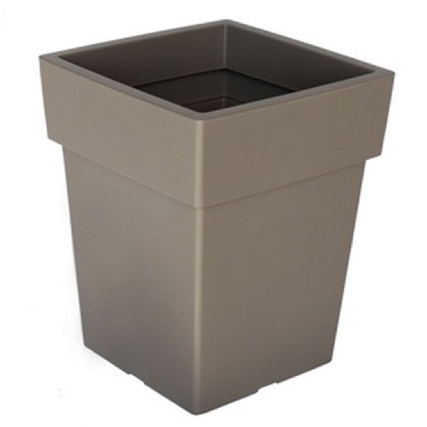 Πλαστική Τετράγωνη Γλάστρα  Linea Χαμηλή Μπρονζέ 42cm x 33cm x 33cm        |kipogeorgiki.gr