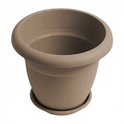 Plastic Round Pot N77 Mocha Color Ø19x16cm Μicplast