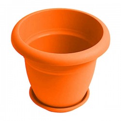 Plastic Round Pot N77 Orange Color Ø19x16cm Μicplast