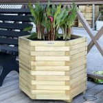Wooden Hexagonal Pot 56(H)xΦ65cm - Pots & Planters