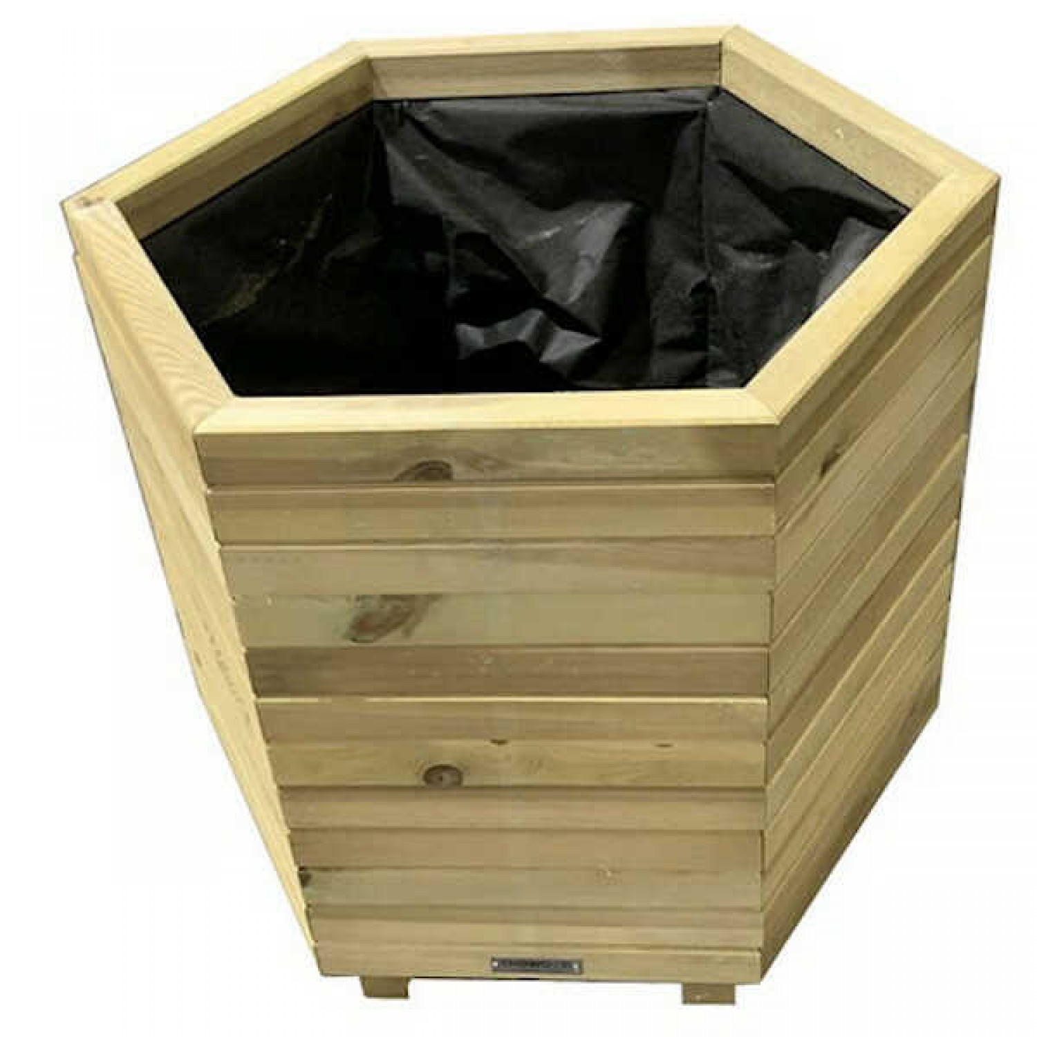 Ξύλινη Εξάγωνη Γλάστρα 56(Υ)xΦ65cm με Γωνίες Εσωτερικές