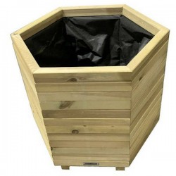 Ξύλινη Εξάγωνη Γλάστρα 56(Υ)xΦ65cm με Γωνίες Εσωτερικές