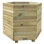 Ξύλινη Εξάγωνη Γλάστρα 56(Υ)xΦ65cm με Γωνίες Εσωτερικές