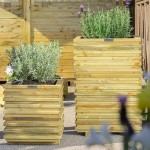 Wooden Square Planter with Laths 70(H)x50x50cm - Planters