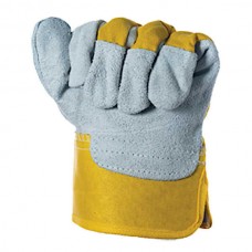 Jean Type Leather-Cotton Safety Work Gloves