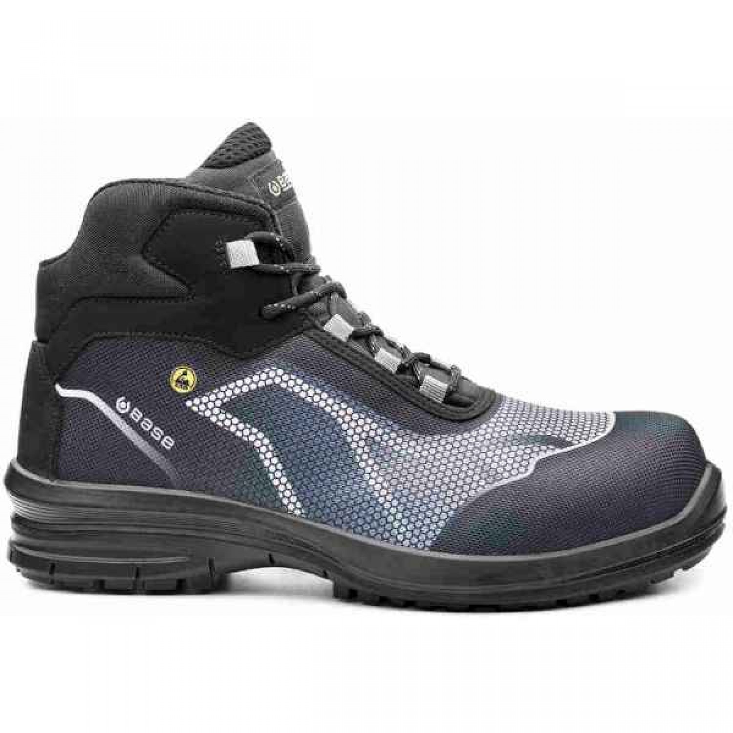 BASE Oren Top S3 ESD SRC Safety Ankle Boots Unisex Black-Grey Water-Resistant - Ankle Support Safety Boots