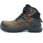 BASE T-Wall Mid S3S HRO CI HI LG FO SR Safety Ankle Boots Unisex Brown-Black - Ankle Support Safety Boots