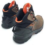 BASE T-Wall Mid S3S HRO CI HI LG FO SR Safety Ankle Boots Unisex Brown-Black - Ankle Support Safety Boots