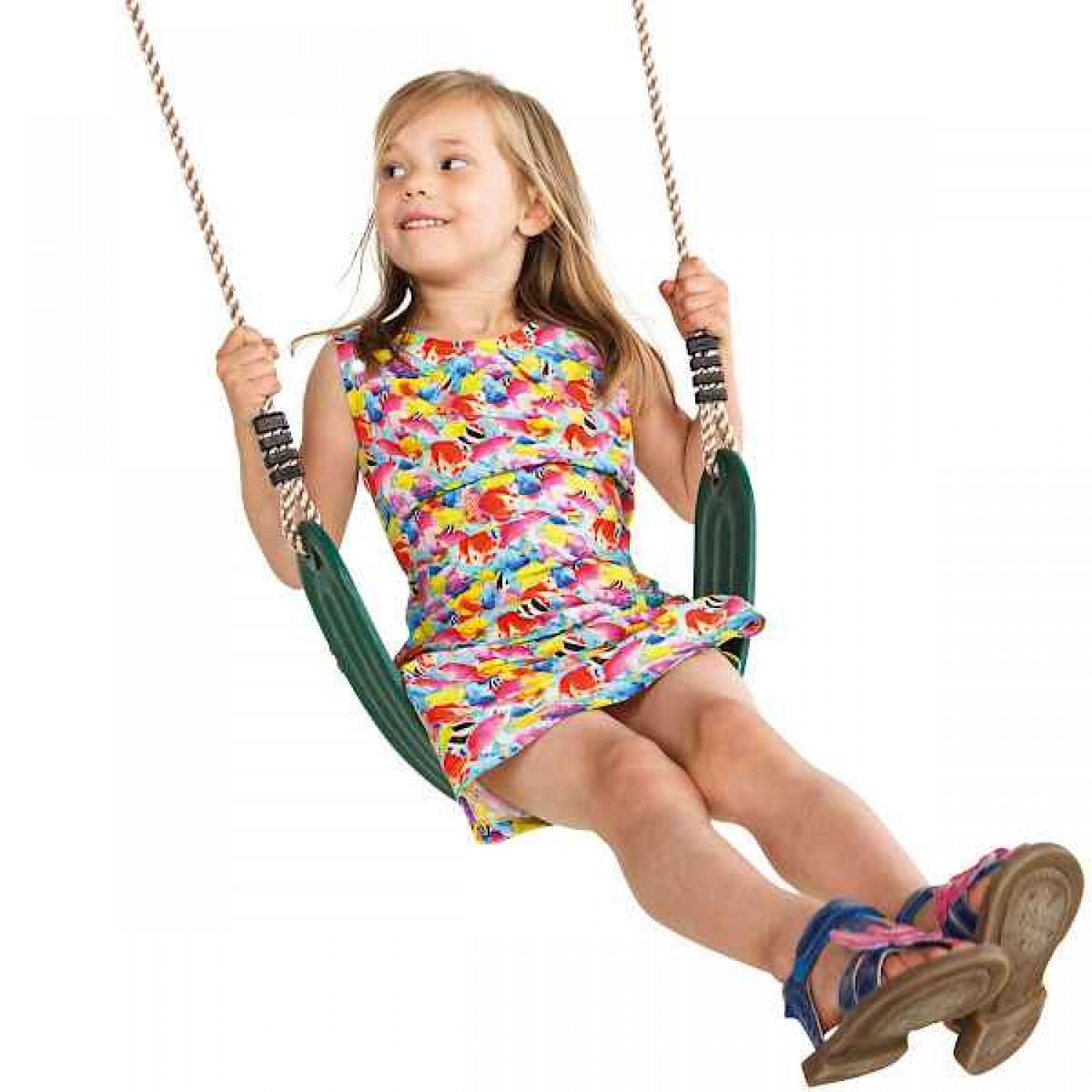 KBT Flexible Wraparound Green Swing Seat for Childrens - Kids Plastic Swings