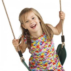 Εύκαμπτη Παιδική Πλαστική Κούνια Πράσινη με Σχοινί - Πλαστικές Κούνιες για Χώρους Παιχνιδιού