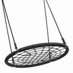 Κούνια Φωλιά από Σχοινιά Ø100cm για Παιδιά - Μαύρη - Παιδικές Πλαστικές Κούνιες