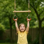 Childrens Ring Trapeze & Metal Rings 58x15.8x3.5cm Wooden Ring Trapeze With Metal Rings 58x12x3.5cm for Childrens - Trapeze With Rings