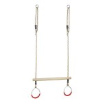 Childrens Ring Trapeze & Metal Rings 58x15.8x3.5cm Wooden Ring Trapeze With Metal Rings 58x12x3.5cm for Childrens - Trapeze With Rings