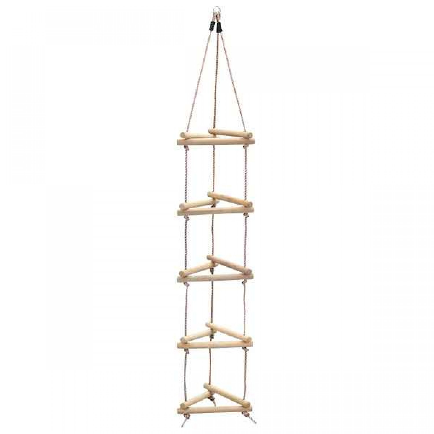 Kids 3-Sided Wooden Climbing Ladder 190cm with Ropes - Childrens Climbing Ladders