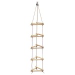 Kids 3-Sided Wooden Climbing Ladder 190cm with Ropes - Childrens Climbing Ladders