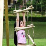 Kids 3-Sided Wooden Climbing Ladder 190cm with Ropes - Childrens Climbing Ladders