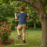 Ξύλινο Παιδικό Δίχτυ Αναρρίχησης 200cm με Ξύλινα Σκαλιά - Παιδικές Σκάλες-Δίχτυα Αναρριχήσεων-Σκαρφαλώματος