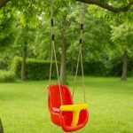 Baby Swing Seat with T-Bar Safety 28x36x42cm-Red Yellow - Plastic Swings for Toddlers