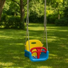 Baby Swing Seat with Safety Belt 3-in-1 Yellow-Red-Blue - Plastic Swings for Toddlers