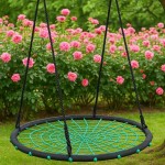 Nest Swing Ø120cm with 4-Point Suspension Black-Green - Swings for Children
