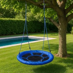 Κούνια Αιώρα Φωλιά Παιδικής Χαράς Ø100cm με Σχοινί-Μαύρη - Πλαστικές Κούνιες Αιώρες-Φωλιές