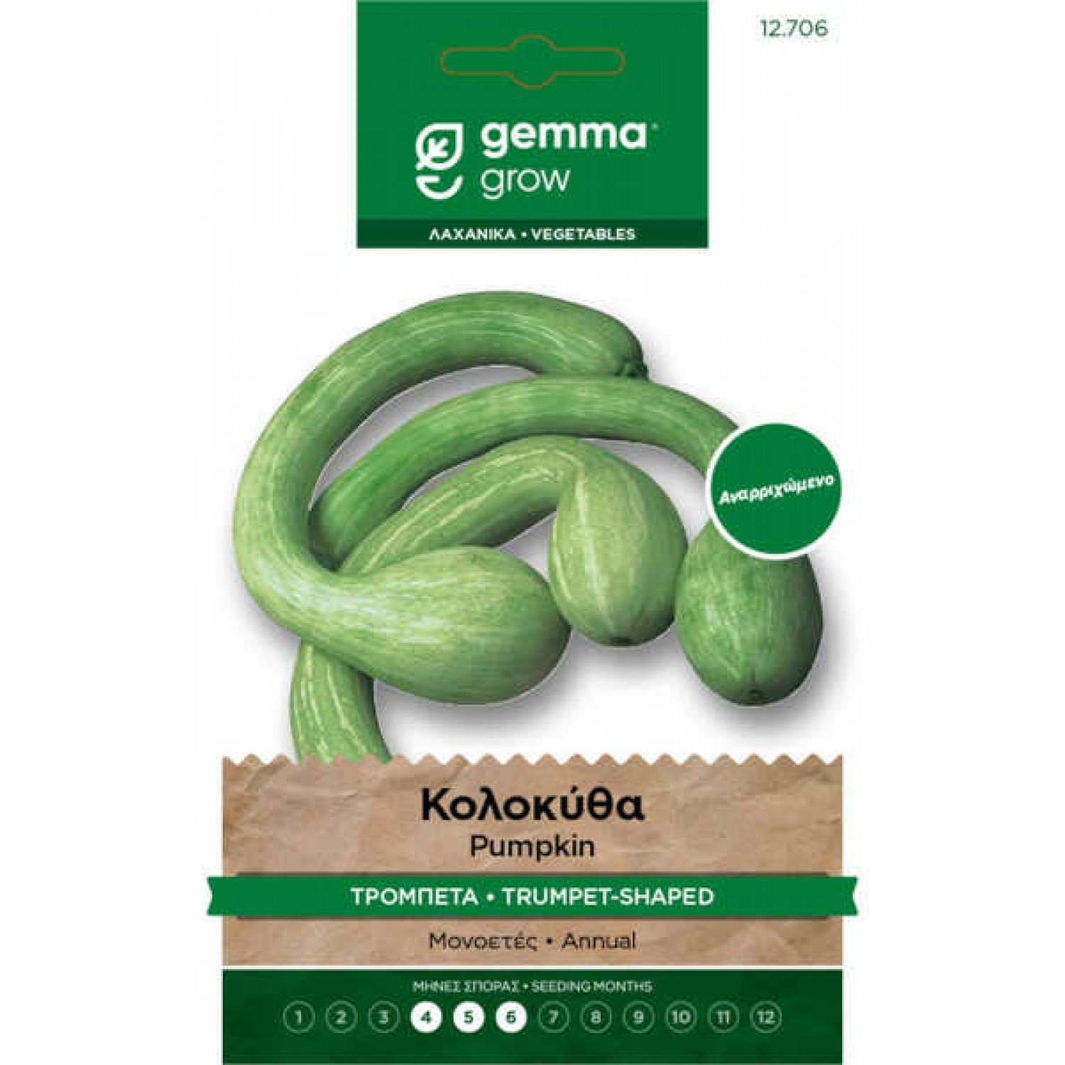Tromboncino Albenga Squash Seeds 4.5g Packet (Cucurbita moschata 'Tromboncino d' Albenga') - Squashes Seed Tromboncino Albenga Squash Seeds 4.5g Packet