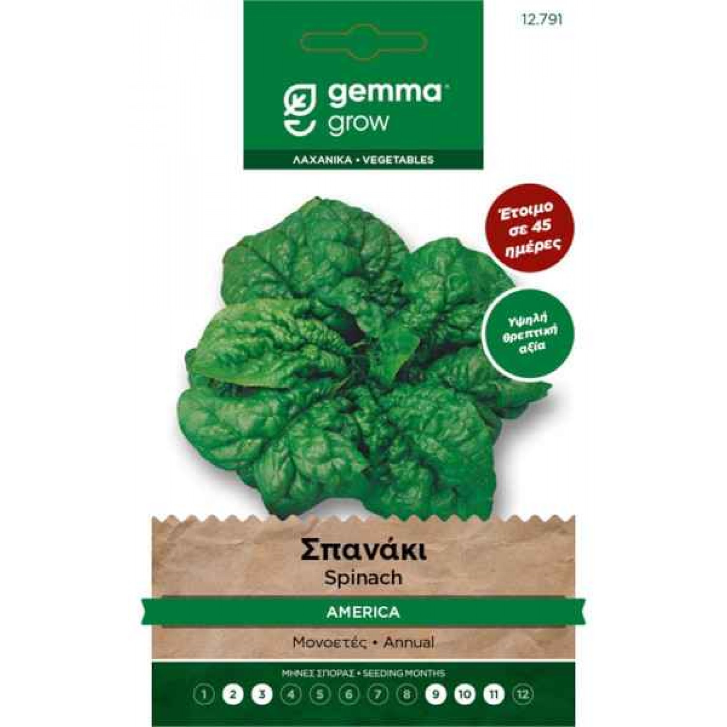 Σπανάκι America 15g Σπόροι Φάκελος 12791 (Spinacia oleracea 'America') - Σπόρος για Σπανάκια Σπανάκι America 15g Σπόροι-Spinacia oleracea 'America'